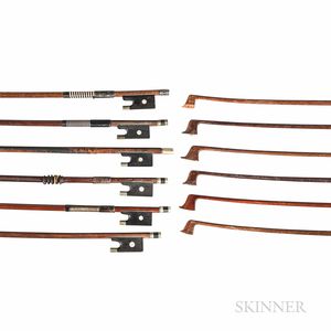 Six Nickel-mounted Violin Bows