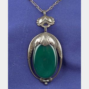 Silver and Green Onyx Necklace, Georg Jensen