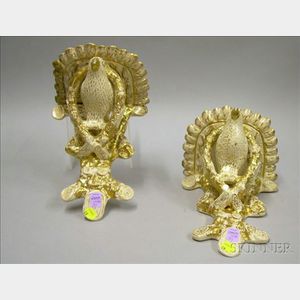 Pair of Gilt Highlighted Ceramic Bird in Branches Figural Wall Brackets
