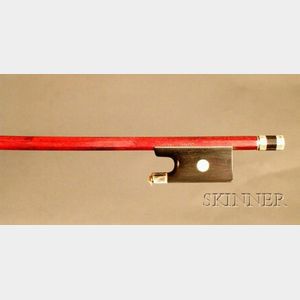 French Silver Mounted Violin Bow, Eugene Cuniot, c. 1900
