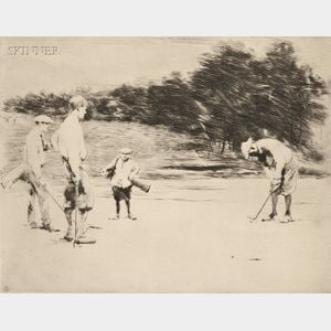 Sears Gallagher (American, 1869-1955) Two Images: The Putt