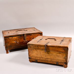 Two Carved Lift-top Boxes