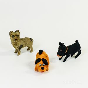 Three Early Plush Wind-up Toys