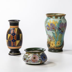 Three Pieces of Gouda Art Pottery