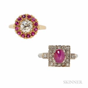 Two Ruby and Diamond Rings