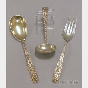 Three Sterling Silver Repousse Serving Items