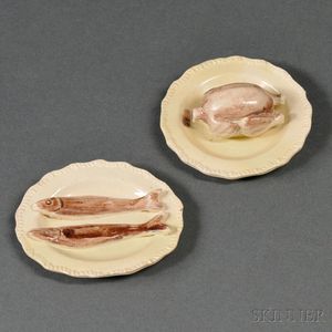 Two Staffordshire Cream-colored Earthenware Miniature Serving Dishes