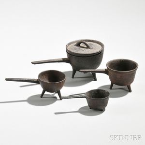 Four Miniature Cast Iron Posnets