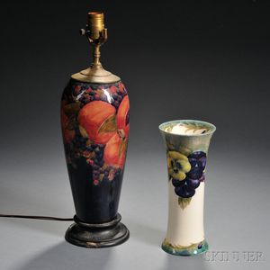 Moorcroft Pottery Lamp and a Vase