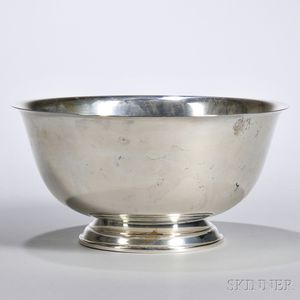 Paul Revere Reproduction Sterling Silver Bowl, Watrous, Connecticut, 20th century, dia. 9 1/8 in., approx. 15.3 troy oz.