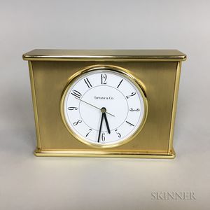 Tiffany & Co. Brass and Glass Desk Clock