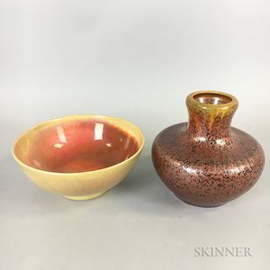 St. Lukas Iridescent Porcelain Bowl and a Pilkington Ceramic Vase