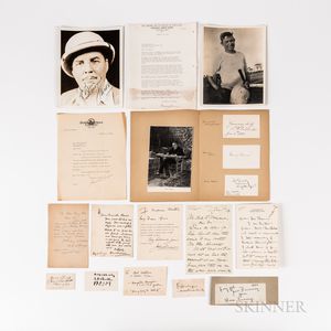 Sixteen Letters and Autographs of Entertainers, Sportsmen, Travelers, and Aviators.