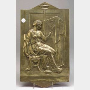 Patinated Spelter Plaque of Penelope.