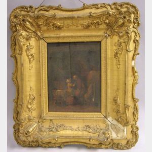 Framed Oil on Panel Interior Scene in the Manner of Blyth