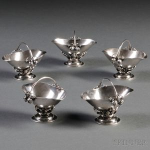 Five Georg Jensen Sterling Silver Nut Baskets