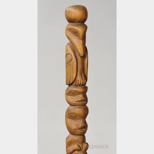 Tsimshian Carved Wood Speaker's Staff