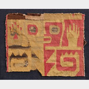 Huari Pre-Columbian Polychrome Textile Fragment