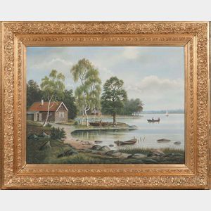American School, 19th Century Lake View in the Hudson River School Style.