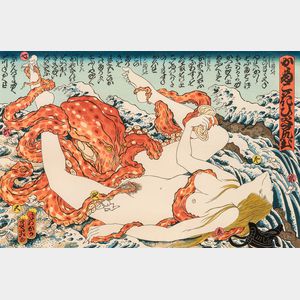 Masami Teraoka (Japanese/American, b. 1936) Sarah and Octopus/Seventh Heaven