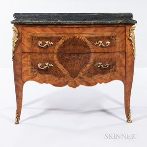 Louis XVI-style Fruitwood and Marble-top Commode
