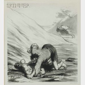 Honore Daumier (French, 1808-1879) L'Ane et les Deux Voleurs