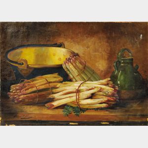 Alfred Arthur Brunel de Neuville (French, 1851-1941) Still Life with Asparagus