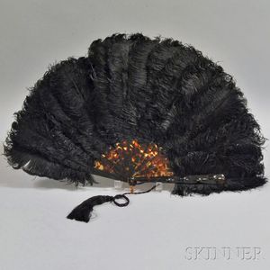 Black-feather and Faux Shell Fan