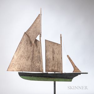 Painted Wood and Tin Model of Sloop