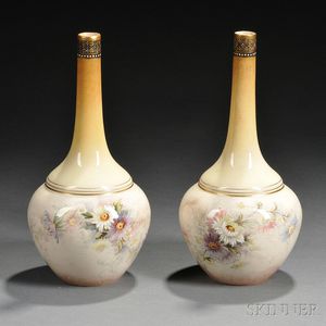 Pair of Doulton Lambeth Crown Vases