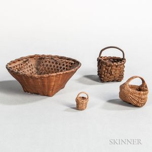 Four Miniature Baskets and Contents