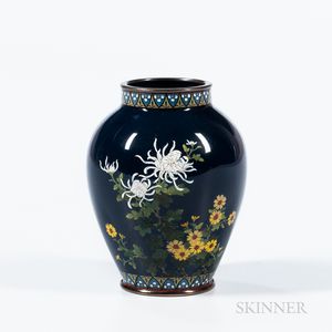 Small Deep Blue Cloisonné Vase