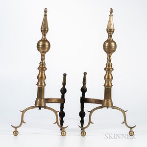 Brass and Iron Steeple-top Andirons