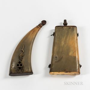 Two 17th Century Horn Powder Flasks