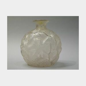 R. Lalique Frosted Colorless Glass Ormeaux Vase