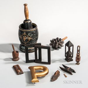 Group of Small Wooden Antique and Decorative Items