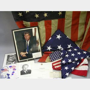 Group of American Flags and Related Certificates, Correspondence, and Collectibles