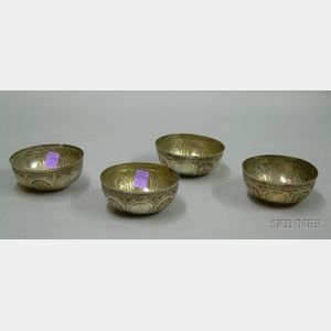 Set of Four Asian/Persian Silver Finger Bowls.