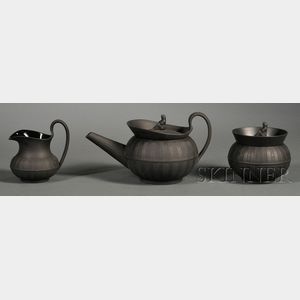 Wedgwood Black Basalt Three-Piece Tea Set