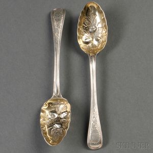 Two Victorian Sterling Silver Berry Spoons