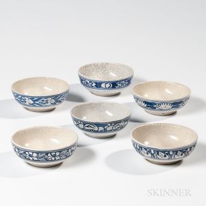 Six Dedham Pottery Cereal Bowls