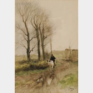 Anton Mauve (Dutch, 1838-1888) Portrait of a Rider on Horseback