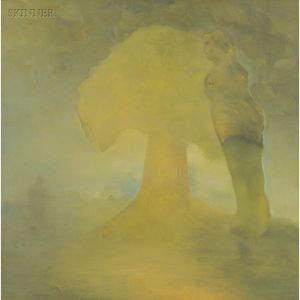 Mario Gurfein (Argentine, b. 1945) Two Works: Sans titre [Figure by a Tree in Green]