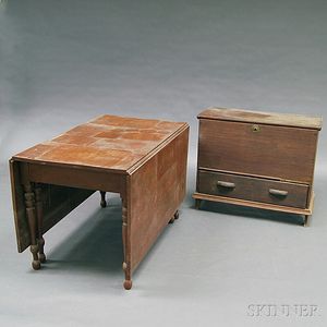 Federal-style Cherry Drop-leaf Table and a One-drawer Chest