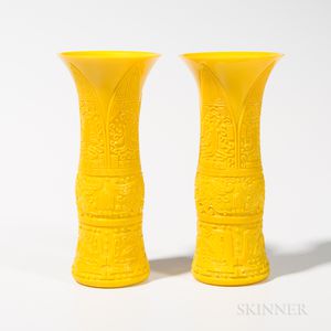 Pair of Yellow Peking Glass Vases