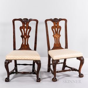 Pair of Chippendale Carved Walnut Side Chairs