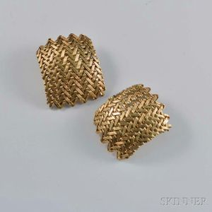 Pair of 14kt Gold Woven Earrings