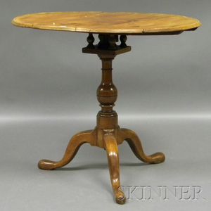 Queen Anne Walnut Dish-top Tilting Birdcage Tea Table