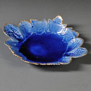 West Pan's Littler's Blue Decorated Earthenware Leaf Dish
