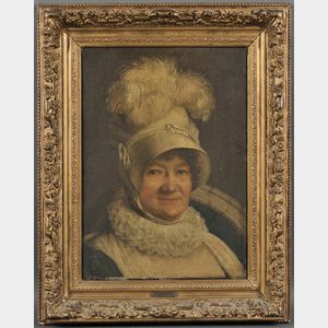 School of Henri François Riesener (French, 1767-1828) Head of a Woman in a Plumed Bonnet